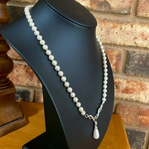 Sterling 925 AU and faux pearl necklace - Picture 4 of 6